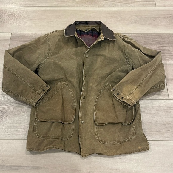 VTG WOOLRICH BREEN 15082 AZTEC WOOL BARN COAT CHORE JACKET CANVAS MENS L FADED